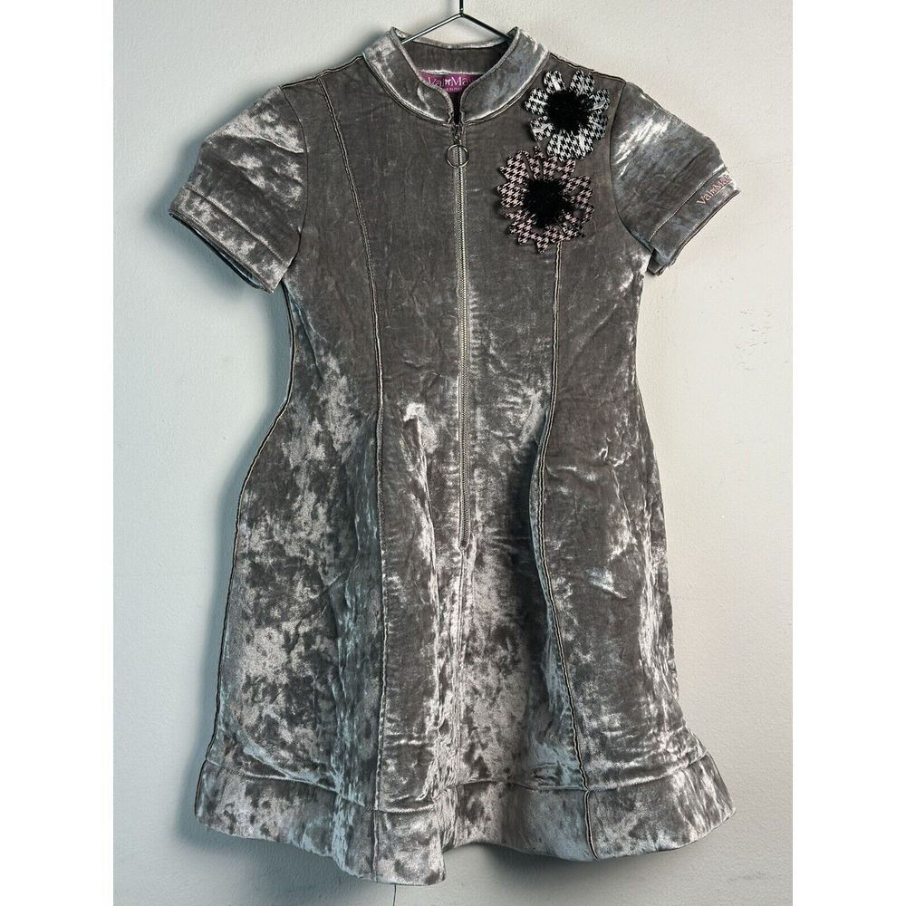 Val & Max teen girls black metallic Velvet Dress Size 7y